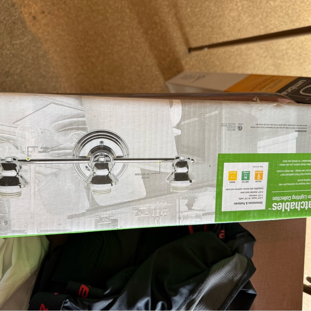 Chrome Three-Light Vanity Fixture new in box